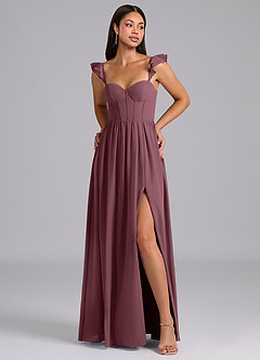Azazie Denisse Bridesmaid Dresses Sangria A-Line Ruched Chiffon Dress image1