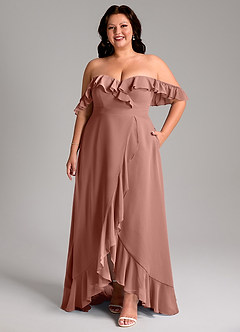 Azazie Lyra Abiti da Damigella Abito Convertibile A-Line in Chiffon Cedro Rosa image11