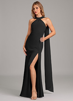 Azazie Kinsley Bridesmaid Dresses Black Mermaid Pleated Chiffon Dress image5