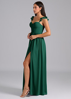 Azazie Denisse Bridesmaid Dresses Emerald A-Line Ruched Chiffon Dress image3