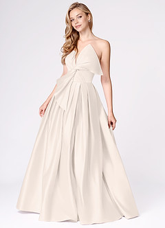Miebow Cream Strapless Illusion V-Neck Gown image4
