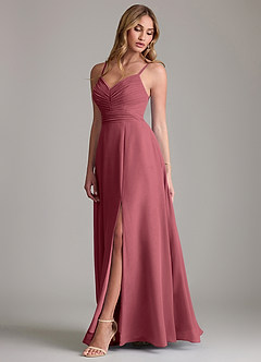 Azazie Terese Bridesmaid Dresses Merlot A-Line Pleated Chiffon Dress image4