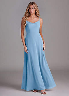 Azazie Daenerys Jurken voor bruidsmeisjes Jurk van Chiffon met A-lijn Frock Poederblauw image3