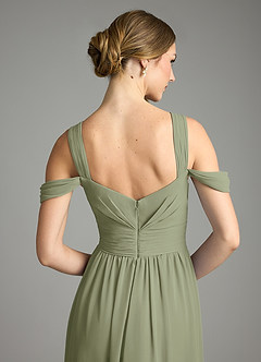 Azazie Lianne Bridesmaid Dresses Pistachio A-Line Off the Shoulder Chiffon Dress image6