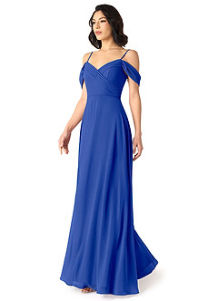 Azazie Tancie Bridesmaid Dresses Royal Blue A-Line Off the Shoulder Chiffon Convertible Dress image3