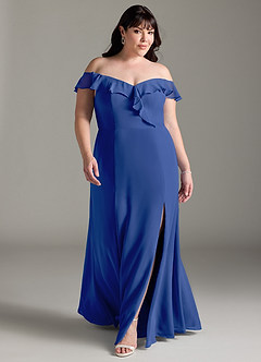 Azazie Sophie Bridesmaid Dresses Royal Blue A-Line Off the Shoulder Chiffon Convertible Dress image6