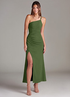 Azazie Eren Brautjungfernkleider Meerjungfrau-Linie One-Shoulder Chiffon Kleid Olivgrün image3