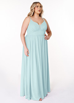 Azazie Rayna Brautjungfernkleider A-Linie V-Hals Gefaltet Chiffon Kleid Seegrün image10
