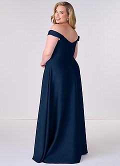 Barbie ♥ Azazie Bridesmaid Dresses Dark Navy A-Line Off the Shoulder Stretch Satin Convertible Dress image8