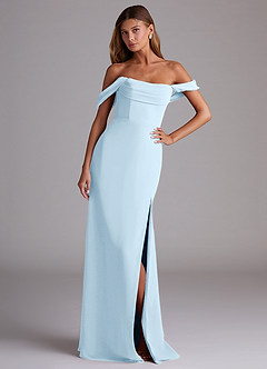 Azazie Saige Bridesmaid Dresses Sky Blue A-Line Off the Shoulder Chiffon Convertible Dress image4