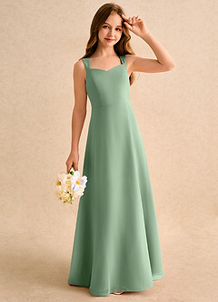 Azazie Makani Girls Formal Flower Girl Dresses Matcha A-Line Sweetheart Neckline Chiffon Dress image4