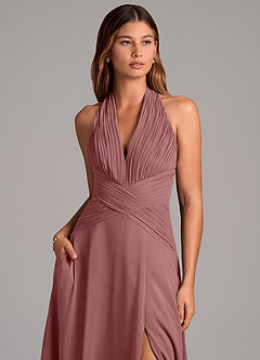 Azazie Elizabeth Bridesmaid Dresses Desert Rose A-Line Pleated Chiffon Dress image6
