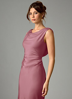 Azazie Kieryn Bridesmaid Dresses Vintage Mauve Mermaid Pleated Stretch Satin Dress image4