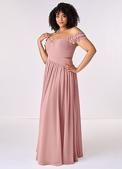 Barbie ♥ Azazie Bridesmaid Dresses Dusty Rose A-Line Off the Shoulder Chiffon Convertible Dress image10