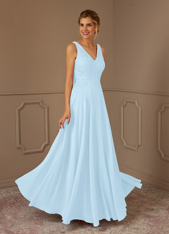 Azazie Joules Mother of the Bride Dresses Sky Blue A-Line Sequins Chiffon Dress image4