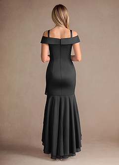 Azazie Billings Kleider für die Brautmutter Meerjungfrau-Linie Schulterfrei Stretch-Satin Kleid Schwarz image8