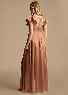 Azazie Bondi Robes de demoiselle d'honneur Robe Trapèze en Satiné métallisé Arc Bronze image3