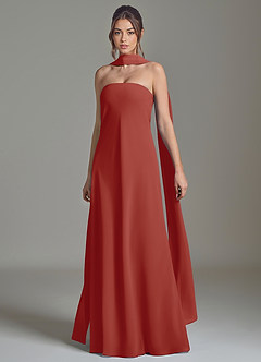 Azazie Ilana Robes de demoiselle d'honneur Robe Trapèze en Mousseline de soie Sans bretelles Terracotta image3