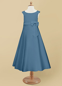Azazie Lindy Flower Girl Dresses Bermuda A-Line Pleated Matte Satin Dress image10