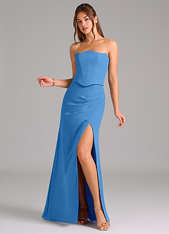 Azazie Jenine Bridesmaid Dresses Blue Jay Mermaid Strapless Chiffon Dress image3