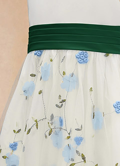 Azazie Pollie Flower Girl Dresses Sky Blue Dark Green A-Line Bow Tulle Dress image4
