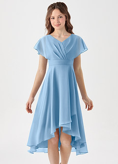 Azazie Graciela Junior Powder Blue A-Line Pleated Chiffon Dress image3