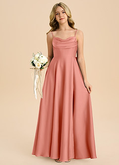 Azazie Bear Junior Coral A-Line Sweetheart Neckline Stretch Satin Dress image7