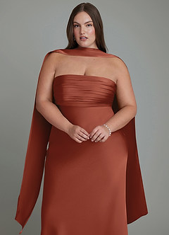 Azazie Saylor Bridesmaid Dresses Auburn Mermaid Strapless Stretch Satin Dress image18