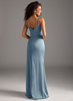 Deandra Powder Blue Mermaid Pleated Maxi Satin Dress image2
