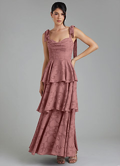 Azazie Jude Bridesmaid Dresses Dusty Rose A-Line Sweetheart Neckline Floral Burnout Dress image2