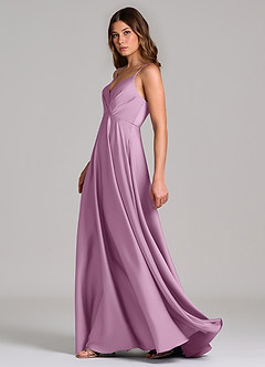 Azazie Amani Bridesmaid Dresses Wisteria A-Line Pleated Stretch Satin Dress image3