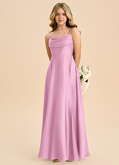 Azazie Bear Junior Candy Pink A-Line Sweetheart Neckline Stretch Satin Dress image6
