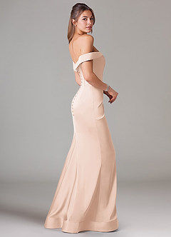Azazie Everly Vestidos de damas de honor Vestido de Rosa Rubor de Satén Elástico de Corte Sirena Convertible con Vestidos sin tirantes image4