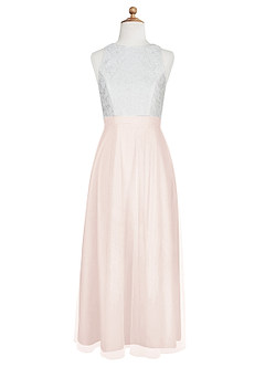 Azazie Albertine Junior A-Linie Spitze Chiffon Kleid Blassrosa image7