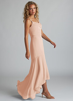 Azazie Summer Bridesmaid Dresses English Rose Mermaid Scoop Cowl Chiffon Dress image3