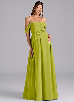 Azazie Saige Abiti da damigella d'onore premaman Abito A-Line Plissettato Chiffon Floor-Length image3
