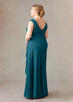Azazie Edelin Abiti per la Madre della Sposa Abito A-Line in Maglia Scollo a Cuore Plissettato Blu Inchiostro image11