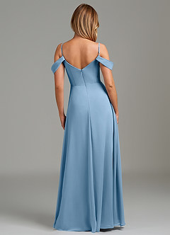 Azazie Julianne Bridesmaid Dresses Steel Blue A-Line Off the Shoulder Chiffon Dress image4