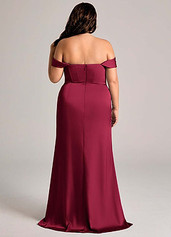 Azazie Johana Bridesmaid Dresses Burgundy Mermaid Off the Shoulder Stretch Satin Convertible Dress image11