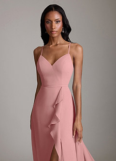 Azazie Naeem Bridesmaid Dresses Dusty Rose A-Line V-Neck Ruffle Chiffon Dress image5