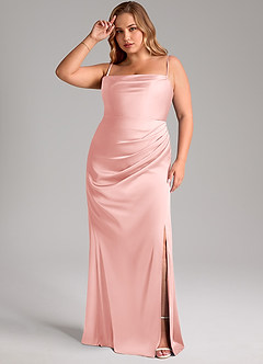 Azazie Leonis Final Sale Sangria Mermaid Pleated Stretch Satin Convertible Dress image11