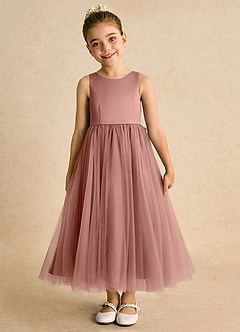 Azazie Solia Flower Girl Dresses Cedar Rose Ball-Gown Bow Tulle Dress image3