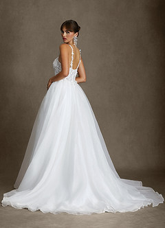 Azazie Gabrielle Wedding Dresses Diamond White Ball-Gown Tulle Dress image2