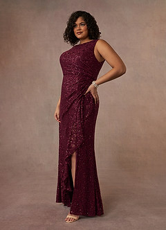 Azazie Eleanora Mother of the Bride Dresses Cabernet Sheath Sequins Lace Dress image10