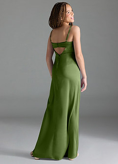 Azazie Leonis Junior Juniper A-Line Pleated Stretch Satin Dress image5