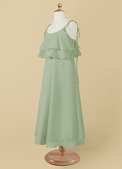 Azazie Temi Flower Girl Dresses Dusty Sage A-Line Spaghetti Strap Chiffon Dress image12