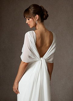 Azazie Caity Wedding Dresses Diamond White Fit and Flare Crepe Back Satin Dress image7
