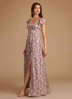 Azazie Bondi Bridesmaid Dresses Lilac Bloom Floral A-Line Ruched Bloom Dress image4