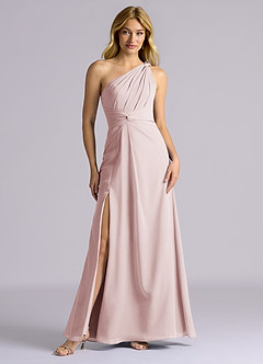 Azazie Isabelle Final Sale Blushing Pink A-Line One Shoulder Chiffon Convertible Dress image4