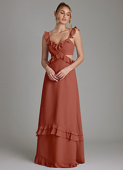 Azazie Malaya Bridesmaid Dresses Auburn A-Line Corset Chiffon Dress image1